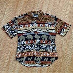 Vintage CALICHE COLLECTION Tribal Animal Print Blouse Top Size M